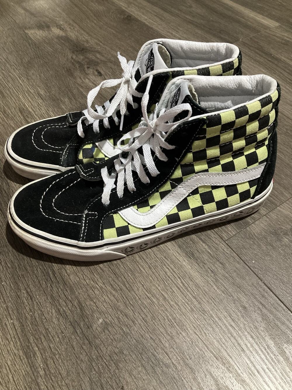 VANS Shoes Unisex Size 6.5 Green Sk8-Hi High Top Checkerboard Skateboarding